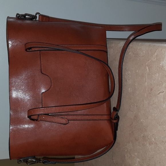 Dark Cognac Tote - Picture 1 of 8
